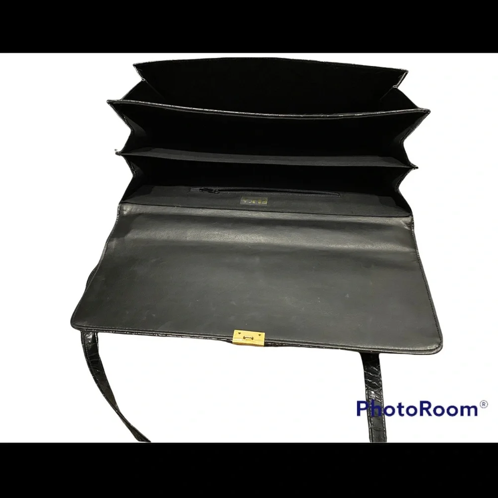 Black 1980’s Vintage anima embossed leather portfolio/briefcase/laptop case - Picture 5 of 6